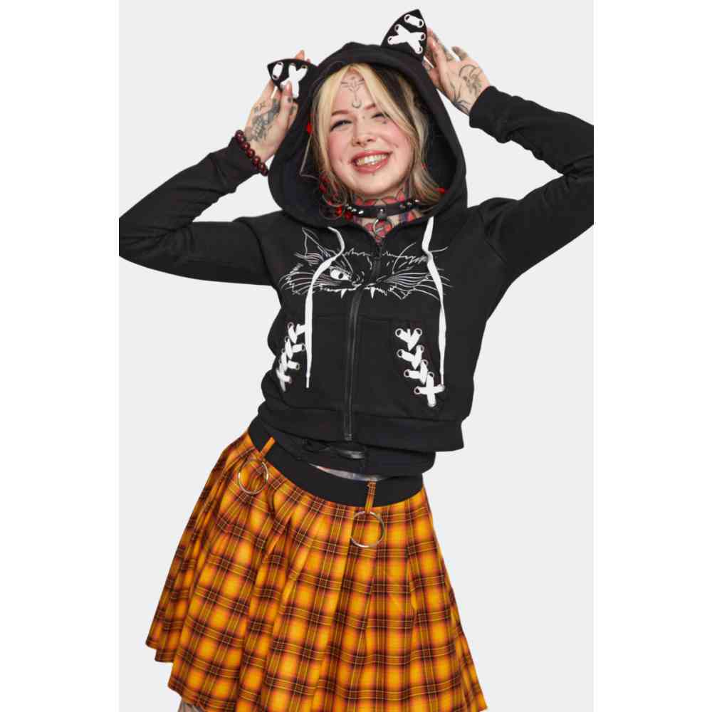 Jawbreaker - Cat Ears Veste zip à capuche - Noir